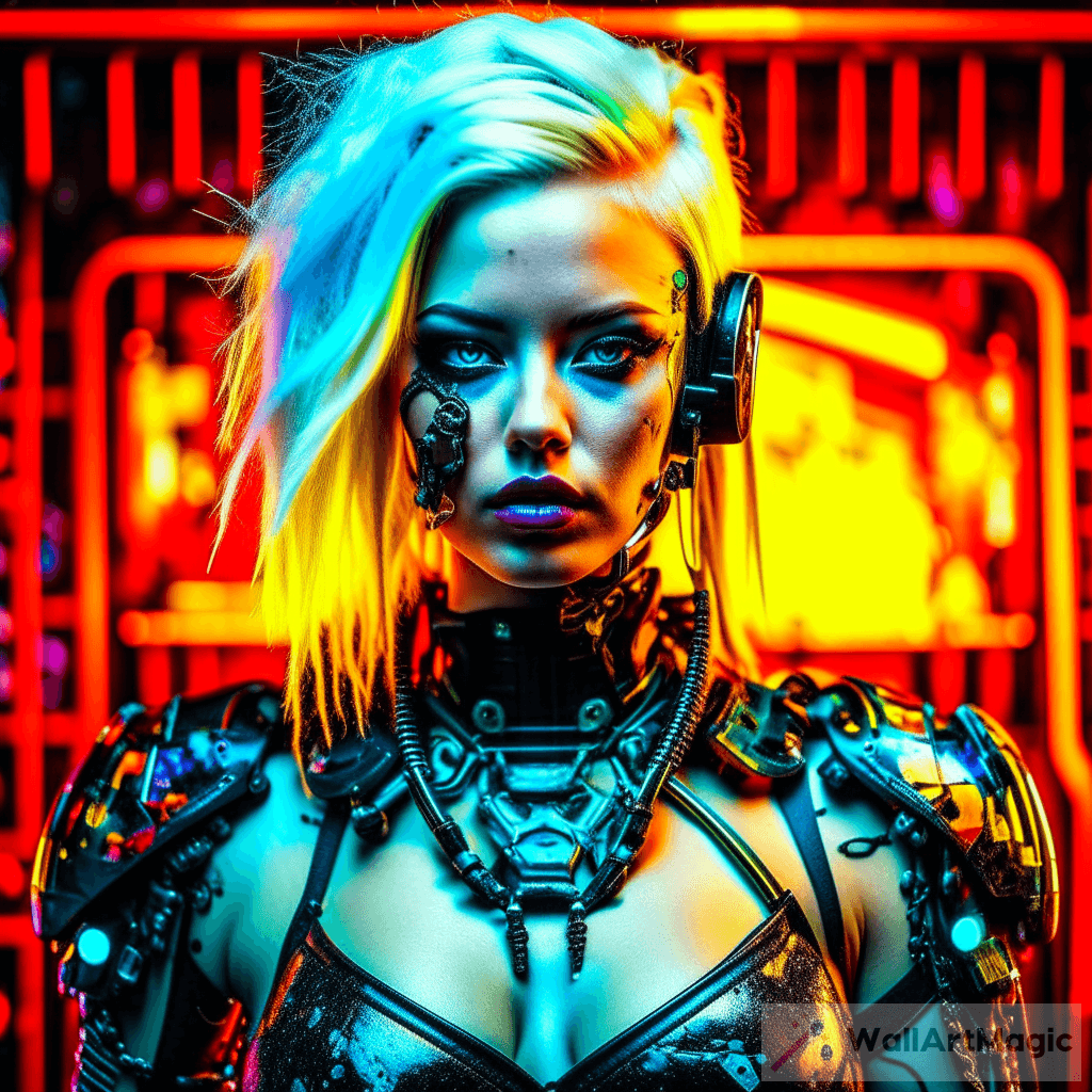 The Allure of the Colorful Cyberpunk Background in the World of the Cyborg  Dominatrix | WallArtMagic